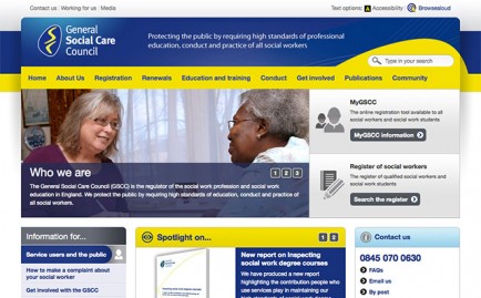 Website for The General Social Care Council